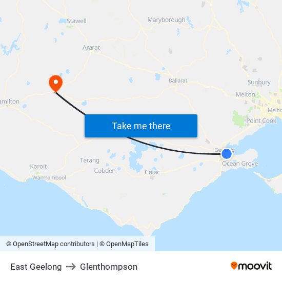 East Geelong to Glenthompson map