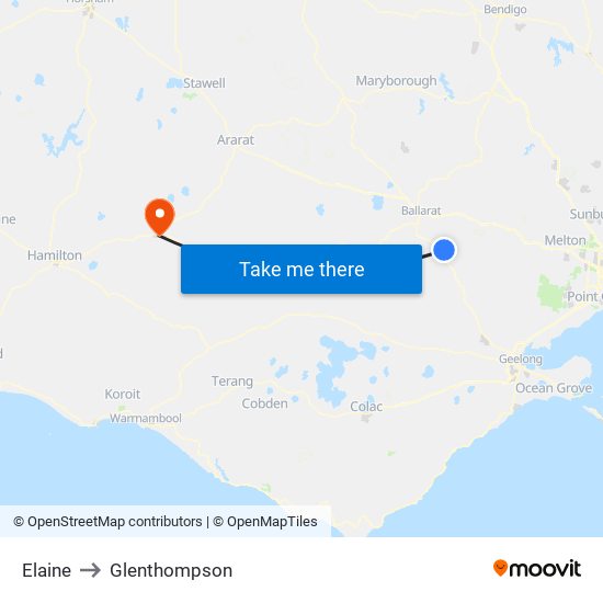 Elaine to Glenthompson map