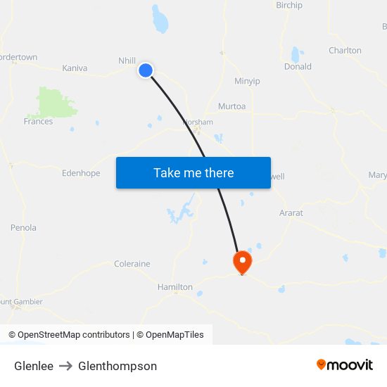 Glenlee to Glenthompson map