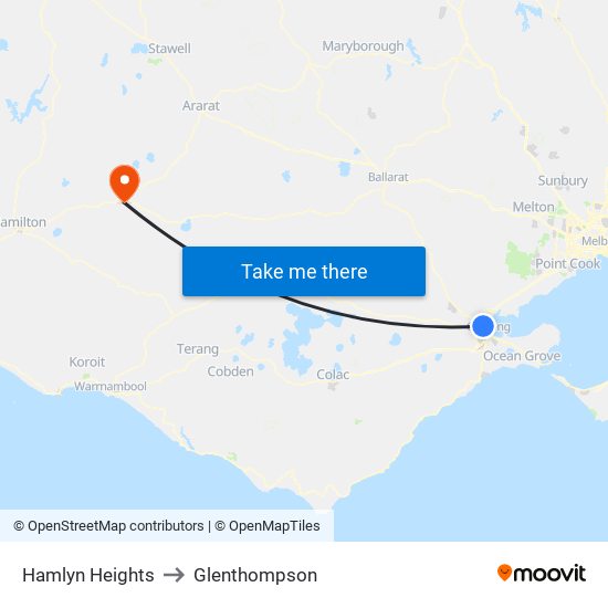 Hamlyn Heights to Glenthompson map