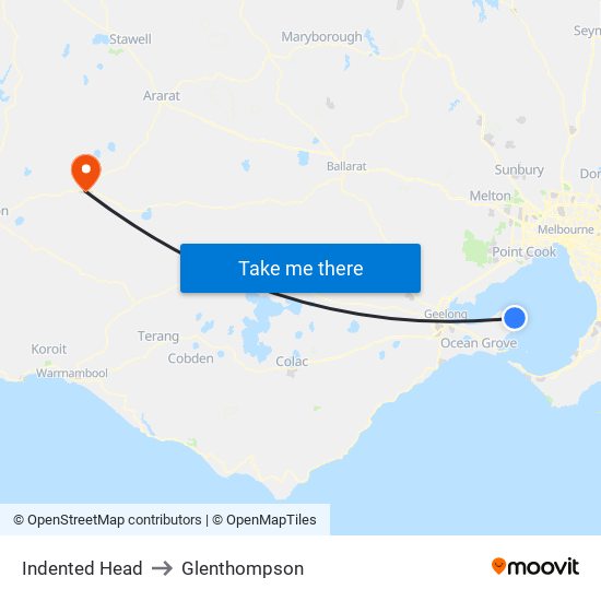 Indented Head to Glenthompson map