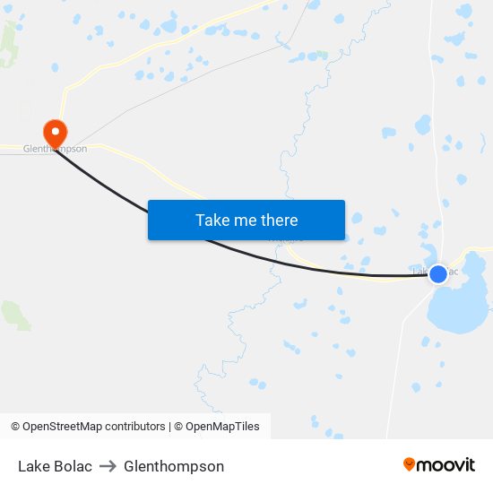 Lake Bolac to Glenthompson map