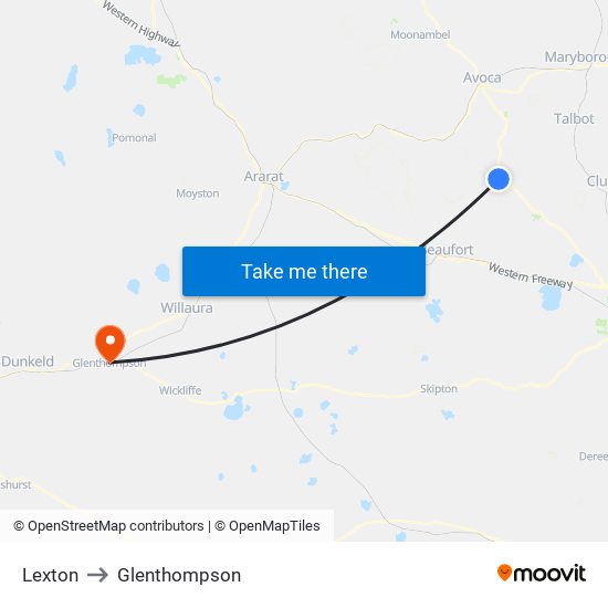 Lexton to Glenthompson map