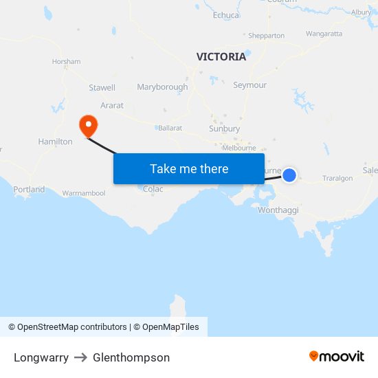 Longwarry to Glenthompson map