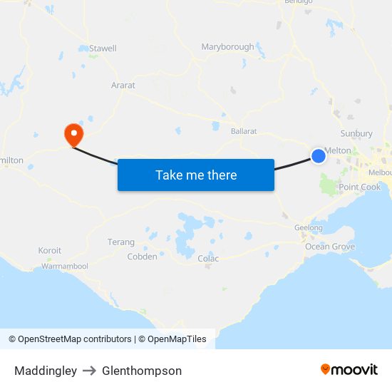 Maddingley to Glenthompson map