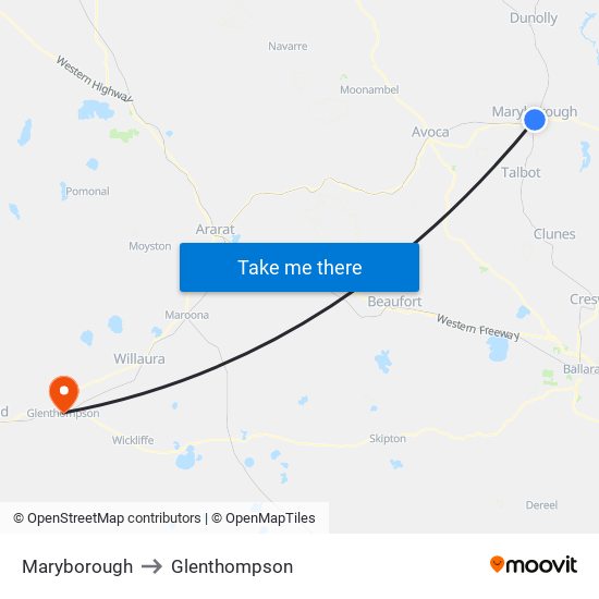 Maryborough to Glenthompson map