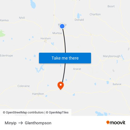 Minyip to Glenthompson map