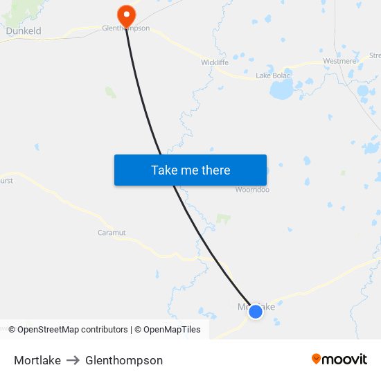 Mortlake to Glenthompson map