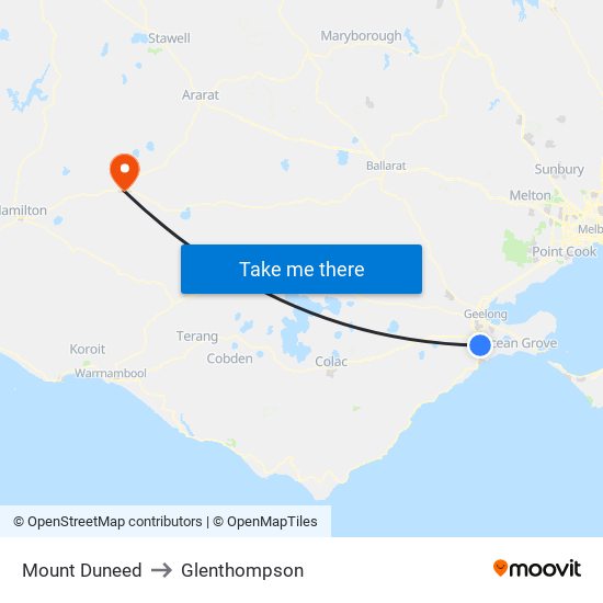 Mount Duneed to Glenthompson map