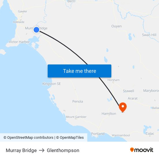 Murray Bridge to Glenthompson map