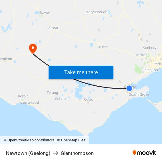 Newtown (Geelong) to Glenthompson map