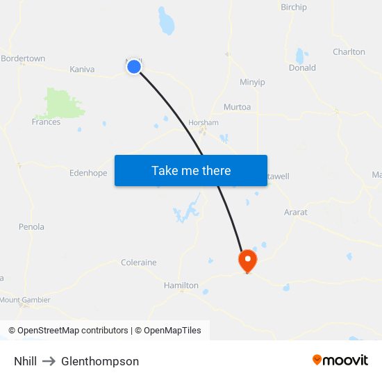 Nhill to Glenthompson map