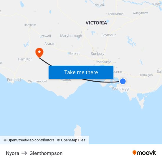 Nyora to Glenthompson map