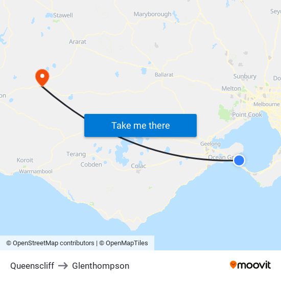 Queenscliff to Glenthompson map