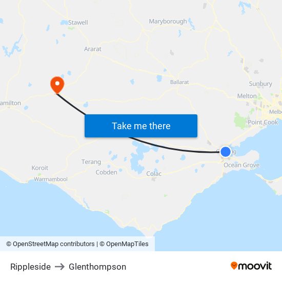 Rippleside to Glenthompson map