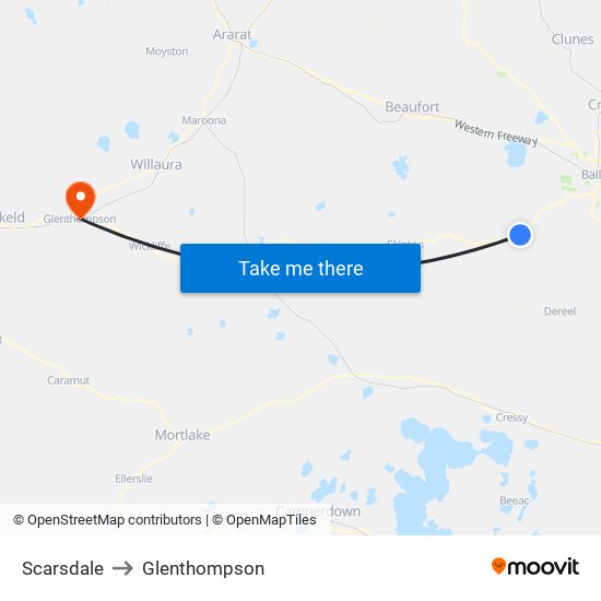 Scarsdale to Glenthompson map