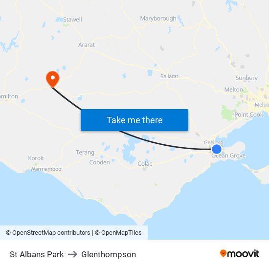 St Albans Park to Glenthompson map