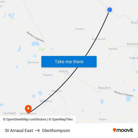 St Arnaud East to Glenthompson map