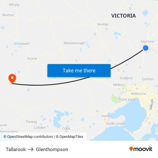 Tallarook to Glenthompson map