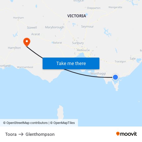 Toora to Glenthompson map