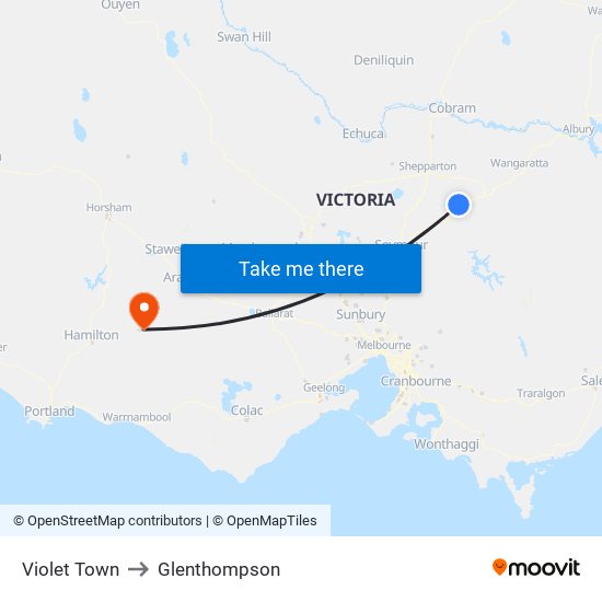 Violet Town to Glenthompson map