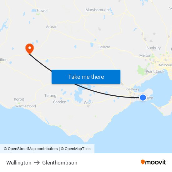 Wallington to Glenthompson map