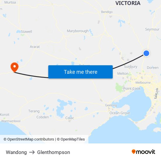 Wandong to Glenthompson map