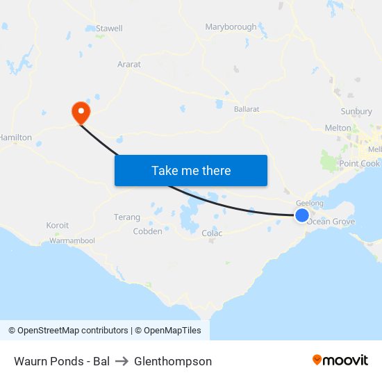 Waurn Ponds - Bal to Glenthompson map