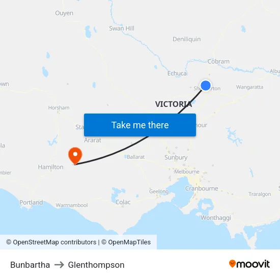 Bunbartha to Glenthompson map