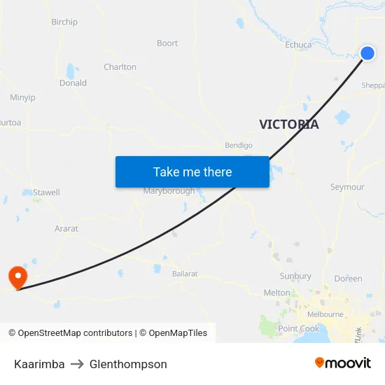 Kaarimba to Glenthompson map