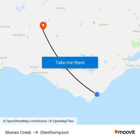 Skenes Creek to Glenthompson map