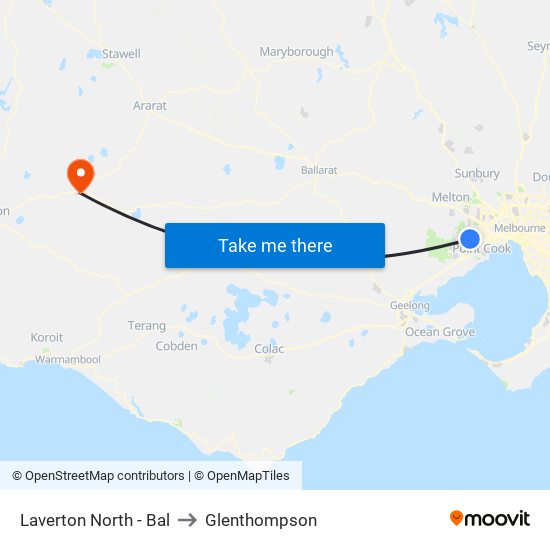 Laverton North - Bal to Glenthompson map