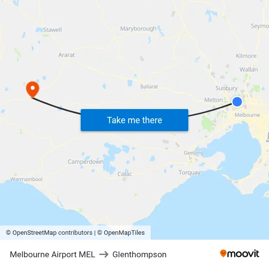 Melbourne Airport MEL to Glenthompson map