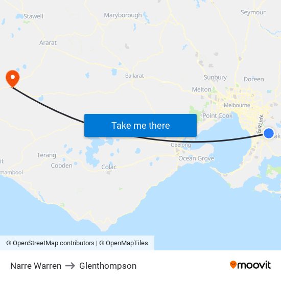 Narre Warren to Glenthompson map