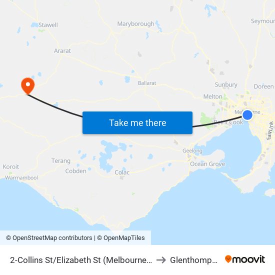 2-Collins St/Elizabeth St (Melbourne City) to Glenthompson map