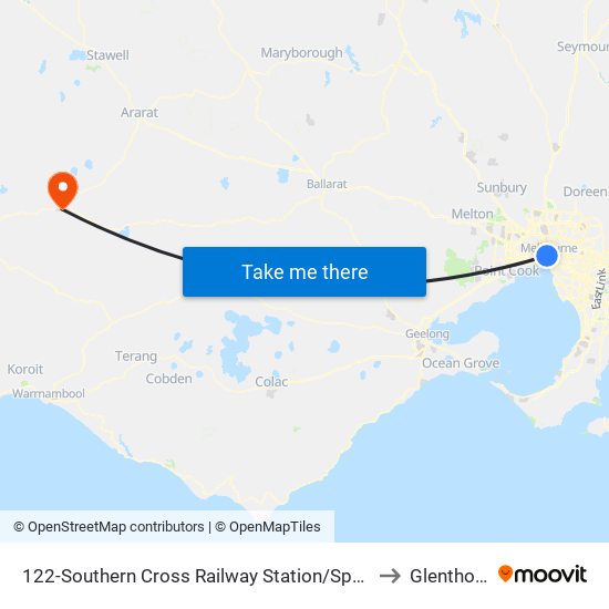 122-Southern Cross Railway Station/Spencer St (Melbourne City) to Glenthompson map