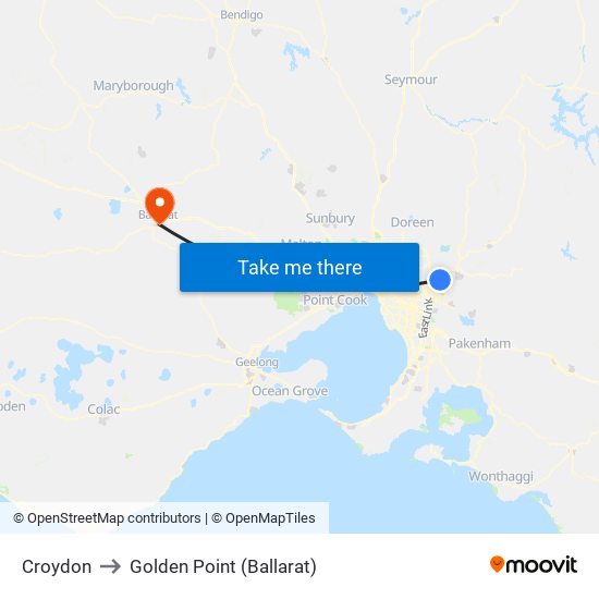 Croydon to Golden Point (Ballarat) map