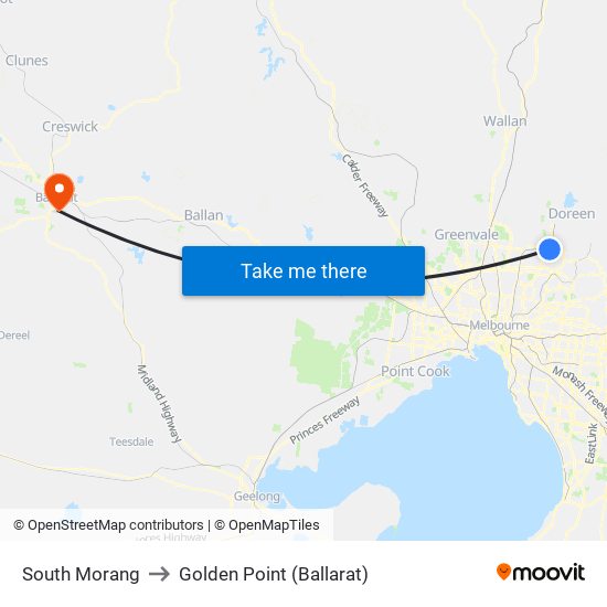 South Morang to Golden Point (Ballarat) map