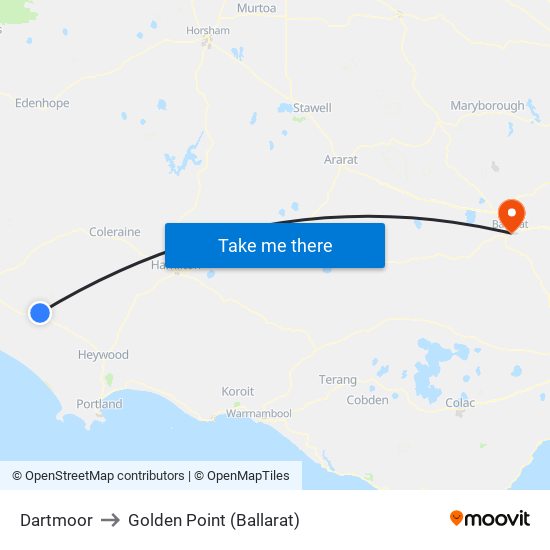 Dartmoor to Golden Point (Ballarat) map