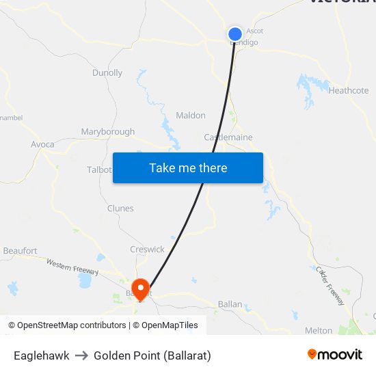 Eaglehawk to Golden Point (Ballarat) map