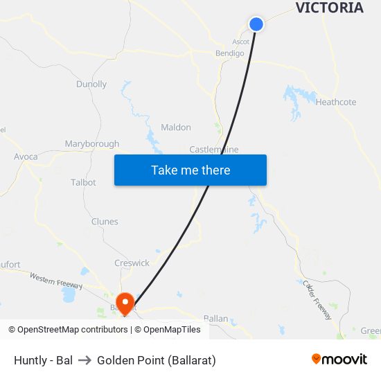 Huntly - Bal to Golden Point (Ballarat) map