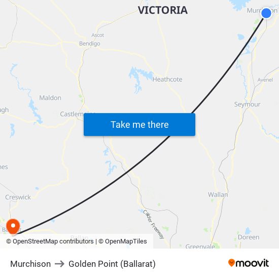 Murchison to Golden Point (Ballarat) map