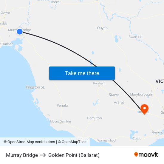 Murray Bridge to Golden Point (Ballarat) map