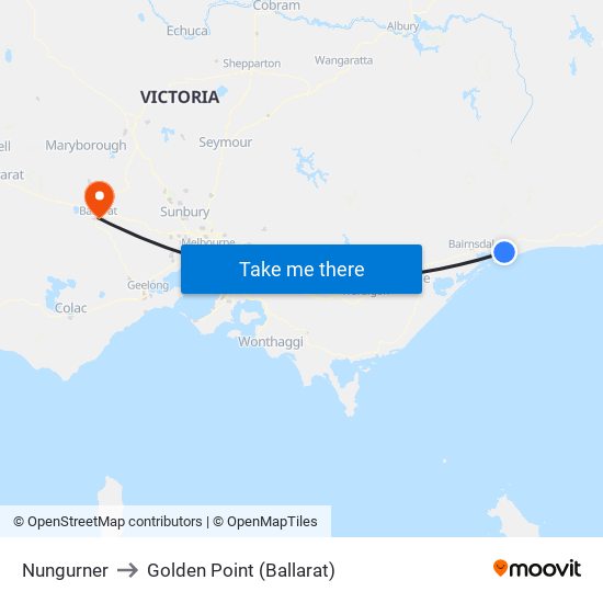 Nungurner to Golden Point (Ballarat) map