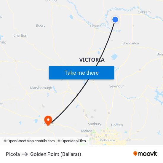 Picola to Golden Point (Ballarat) map