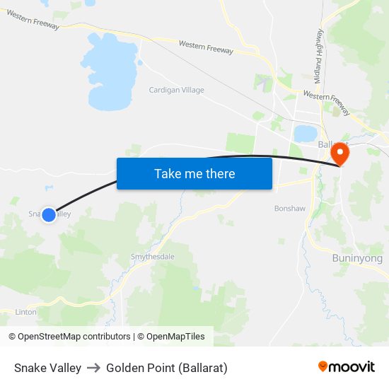 Snake Valley to Golden Point (Ballarat) map