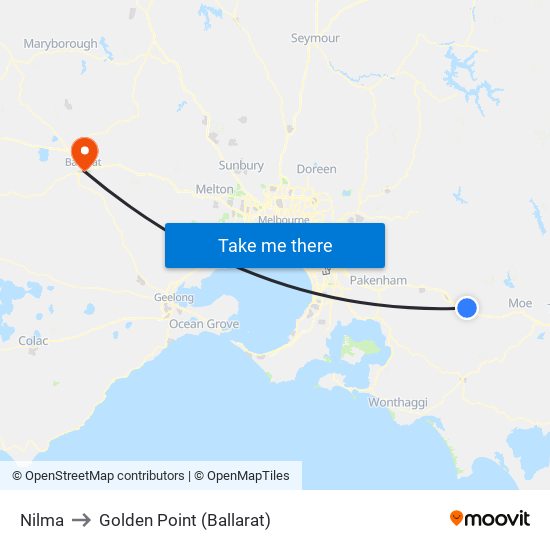 Nilma to Golden Point (Ballarat) map