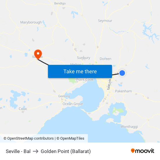 Seville - Bal to Golden Point (Ballarat) map