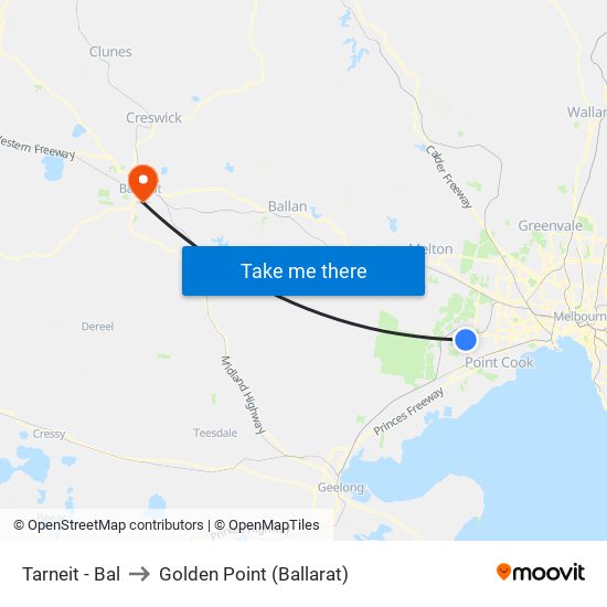 Tarneit - Bal to Golden Point (Ballarat) map