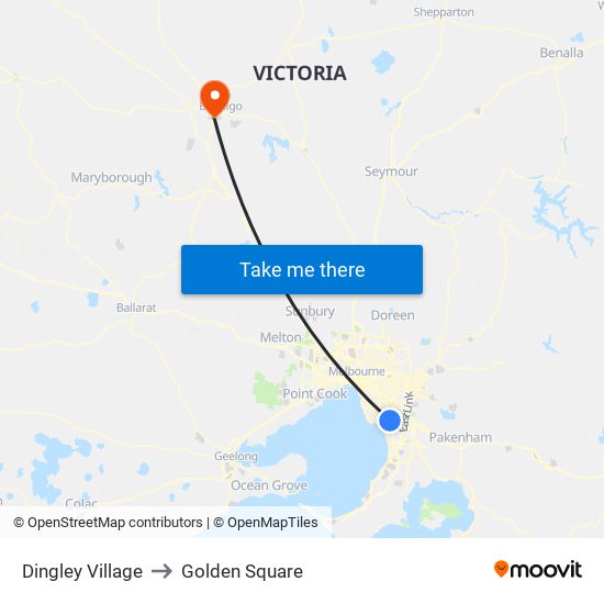 Dingley Village to Golden Square map